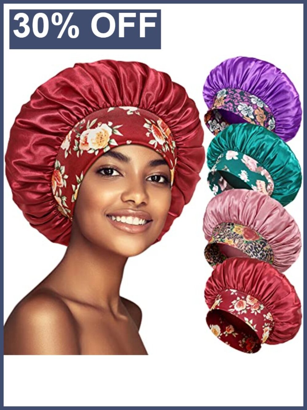 Satin Sleep Bonnet with Elastic Broad Band for Curly Hair Protection